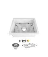 Seima 192511 Odessa 560 Ceramic Butler Sink, Single Bowl, 565x460mm Abovemount/Undermount, White Gloss with Gunmetal Basket Waste & Grid
