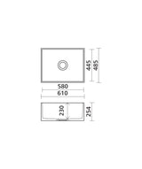 Seima 192513 Odessa 610 Ceramic Butler Sink, Single Bowl, 610x485mm Abovemount/Undermount, White Gloss with Gunmetal Basket Waste & Grid