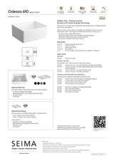 Seima 192533 Odessa 610 Ceramic Butler Sink, Single Bowl, 610x485mm Abovemount/Undermount, White Gloss with Black Basket Waste & Grid