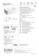 Seima 192512 Odessa 760 Ceramic Butler Sink, Single Bowl, 760x480mm Abovemount/Undermount, White Gloss with Gunmetal Basket Waste & Grid