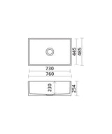 Seima 192424 Odessa 761 Ceramic Butler Sink, Single Bowl, 760x485mm Apron Front, White Gloss with Stainless Steel Basket Waste
