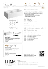 Seima 192507 Odessa 922 Ceramic Butler Sink, Double Bowl, 915x485mm Workstation, White Gloss with Stainless Steel Basket Waste & Grid