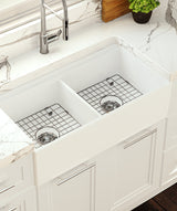 Seima 192427 Odessa 922 Ceramic Butler Sink, Double Bowl, 915x485mm Workstation, White Gloss with Stainless Steel Basket Waste