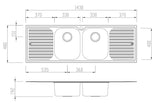 Oliveri Dz153 Diaz Double Bowl Drainer Topmount Sink