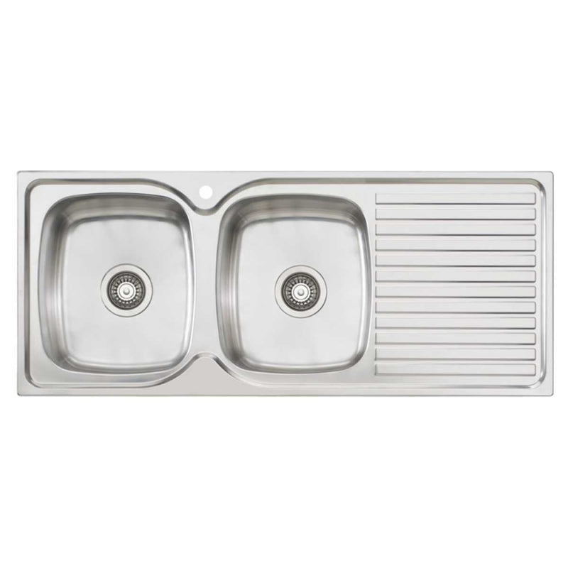 Oliveri Ee71 Endeavour Double Bowl Right Hand Drainer Sink Top Mounted Kitchen Sinks