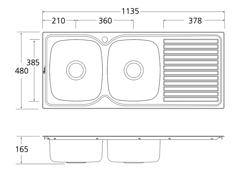Oliveri Ee71 Endeavour Double Bowl Right Hand Drainer Sink Top Mounted Kitchen Sinks