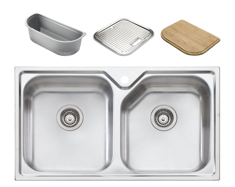 Oliveri Np663 Nu-Petite Double Bowl Topmount Sink Top Mounted Kitchen Sinks