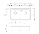 Oliveri Np663 Nu-Petite Double Bowl Topmount Sink Top Mounted Kitchen Sinks
