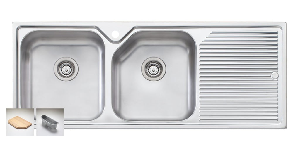 Oliveri Np671 Nu-Petite Double Bowl Right Hand Drainer Topmount Sink Top Mounted Kitchen Sinks