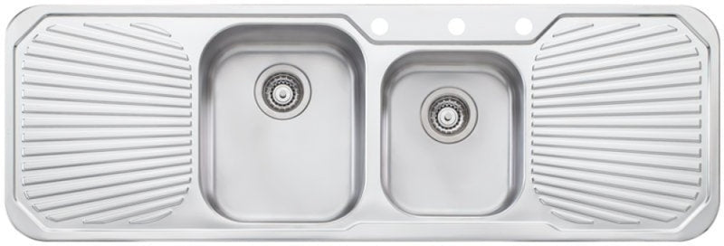 Oliveri Pe341 Petite 1 And 3/4 Bowl With Double Drainer Topmount Sink Top Mounted Kitchen Sinks