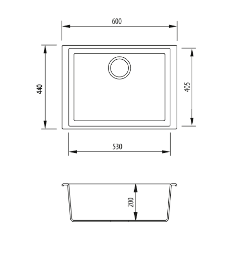 Oliveri Santorini St-Bl1560U Black Large Bowl Undermount Sink Granite Kitchen Sinks