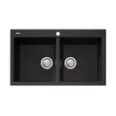 Oliveri Santorini St-Bl1564 Double Bowl Black Granite Kitchen Sink Sinks