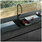 Oliveri St-Bl1566Gtkit Santorini Double Bowl Black Granite Sink With Glass Top Kitchen Sinks