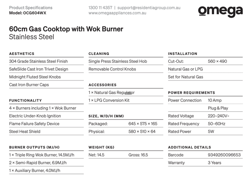 Omega Ocg604Wx 60Cm Gas Cooktop Stainless Steel - Special Order