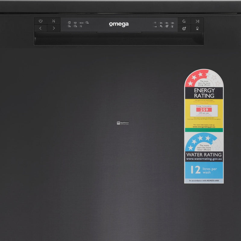 Omega Odwf6014Bx 60Cm Black Finish Freestanding Dishwasher - Special Order Standard