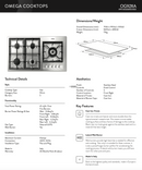 Omega Og92Xa 90Cm 5 Burner Stainless Steel Gas Cooktop