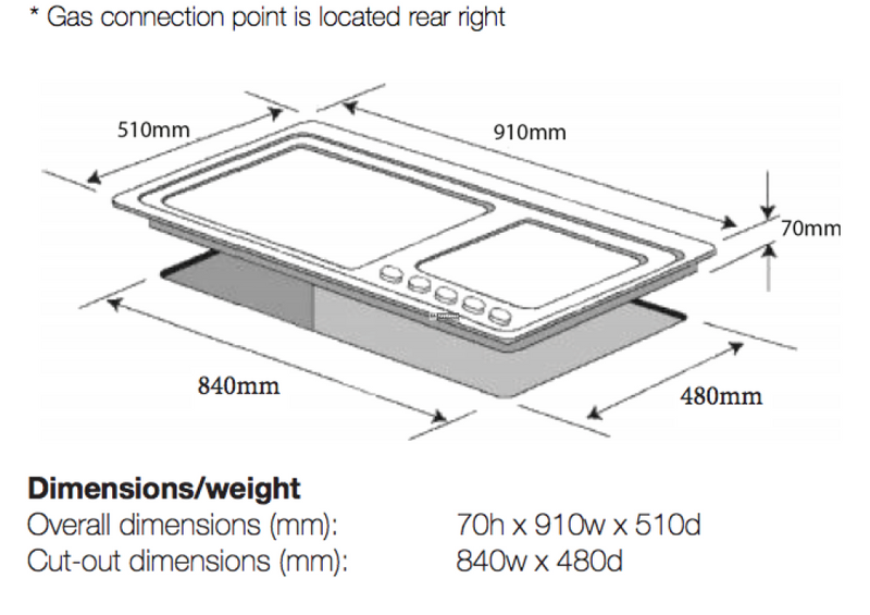 Omega Og92Xa 90Cm 5 Burner Gas Cooktop