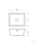 Seima 191161 Oros Arqstone Sink, Abovemount/Undermount, No Taphole, White, 550 x 440mm