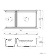 Seima 191041 Oros Arqstone 822 Sink, Abovemount/Undermount No Taphole, White, 820 x 440mm