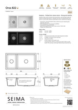 Seima 191041 Oros Arqstone 822 Sink, Abovemount/Undermount No Taphole, White, 820 x 440mm
