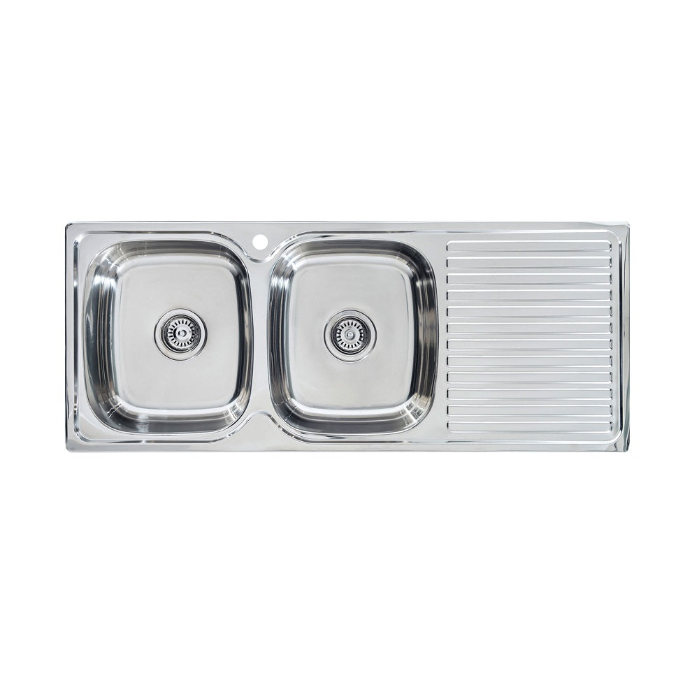 Seima 191623 Acero A1200 Double Bowl Sink, Right Hand Drainer, One Taphole, Stainless Steel