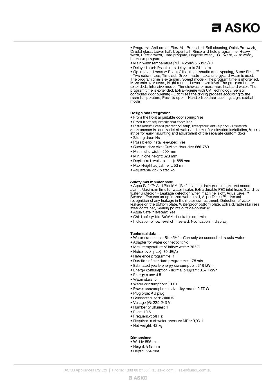 ASKO DFI766UAU Style Fully Integrated Dishwasher - ASKO Seconds Discount