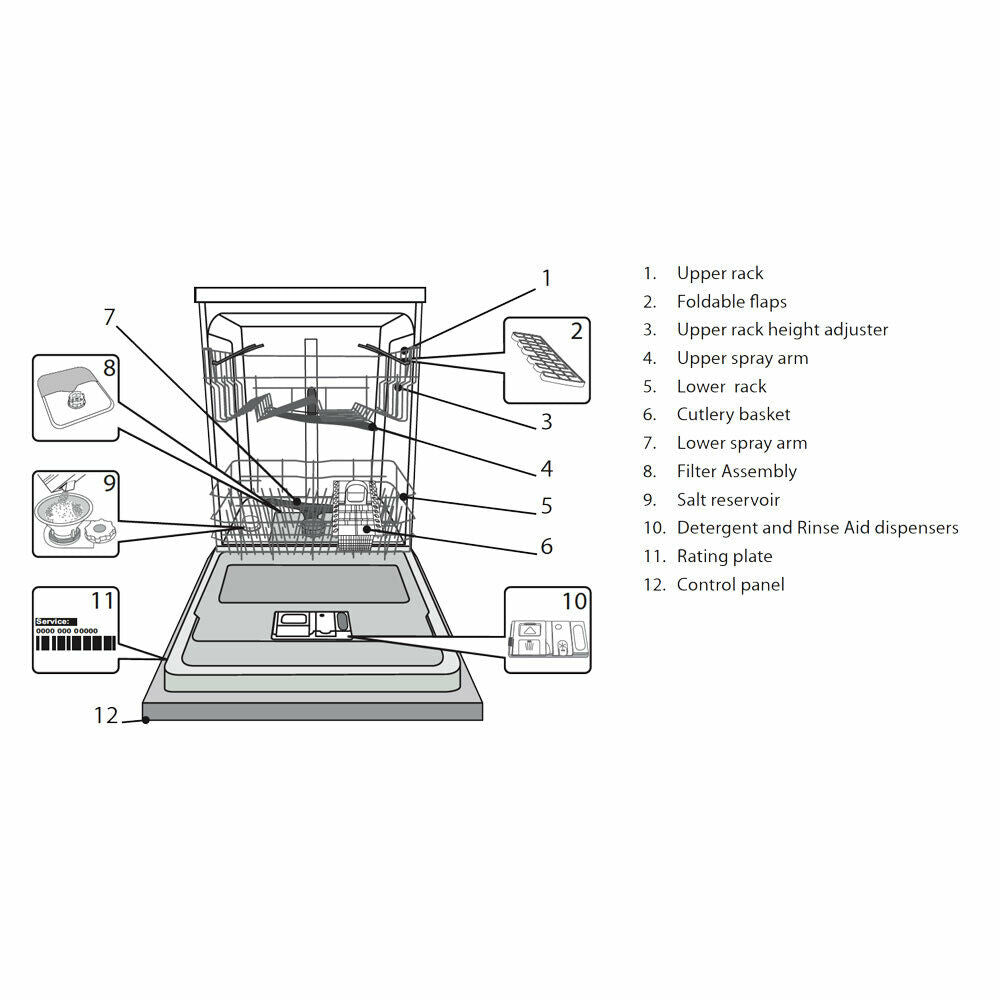 Whirlpool WFE2B19XAUS 5-Program Dishwasher In Stainless Steel