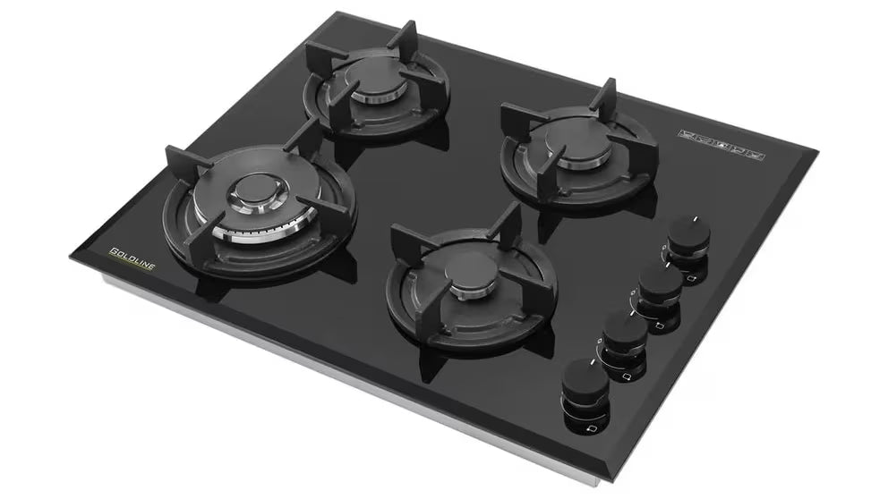 Goldline SAB704S 64cm Black 4 Burner Gas Cooktop
