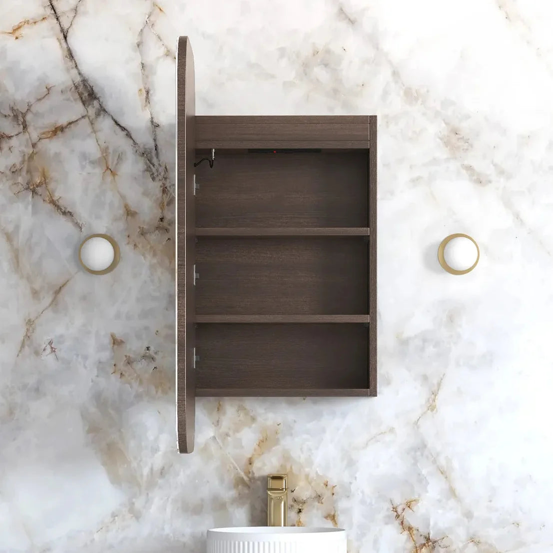 Otti LED-SSQ9045SW-VP LED Newport 900x450mm Sable Walnut Shaving Cabinet