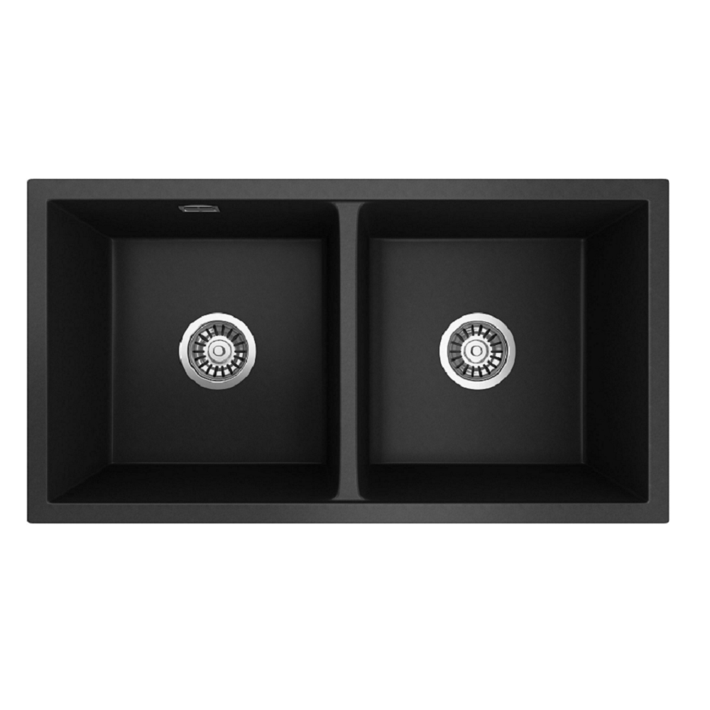 Seima 191040 Oros 820 Double Bowl Arqstone Sink Abovemount/Undermount No Taphole Black 820 x 440mm - Sinks