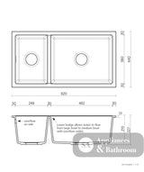 Seima 191041 Oros Arqstone 822 Sink Abovemount/Undermount No Taphole White 820 x 440mm - Sinks