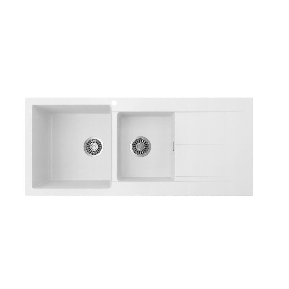 Seima 191047 Oros Sink Abovemount Right Hand Drainer One Taphole White 1160 x 500mm - Sinks