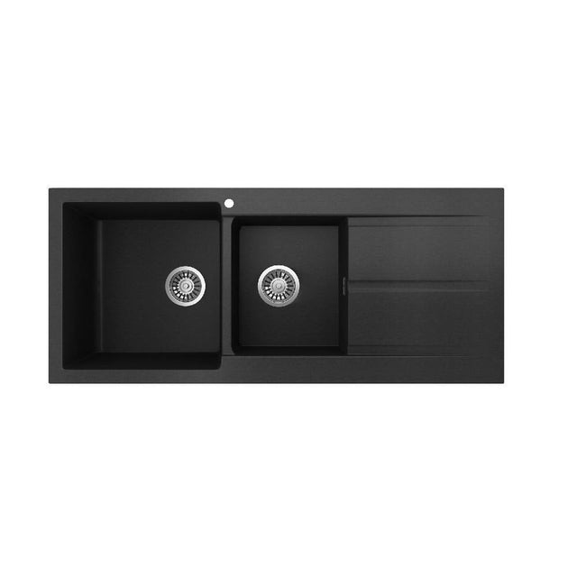 Seima 191049 Oros Sink Abovemount Right Hand Drainer One Taphole Black 1160 x 500mm - Sinks