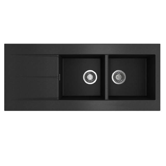Seima 191073 Oros Sink Abovemount Left or Right Hand Drainer No Taphole Black 1160mm x 500mm - Sinks