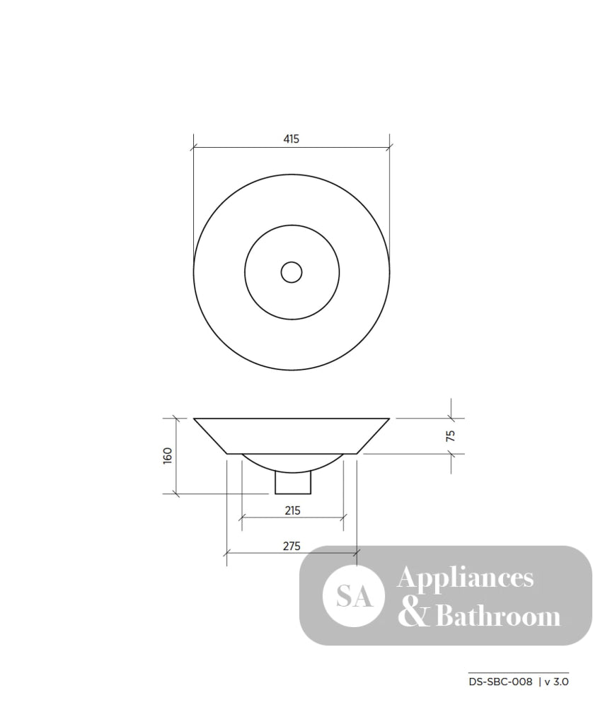 Seima 191436 Arko 008 Above Counter Basin White No Taphole - Basins
