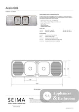 Seima 191575 Acero 002 Double Bowl & Double Drainer Sink One Taphole - Sinks