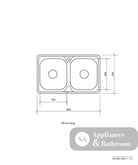 Seima 191584 Acero 005 Double Bowl Sink One Taphole - Sinks