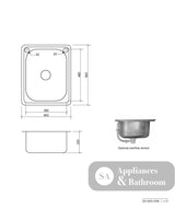 Seima 191586 Acero 35L Laundry Sink Two Tapholes - Laundry Sinks