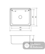 Seima 191598 Acero 007 Single Bowl Sink Abovemount With Overflow (Left taphole) Stainless Steel 610x510mm - Sinks