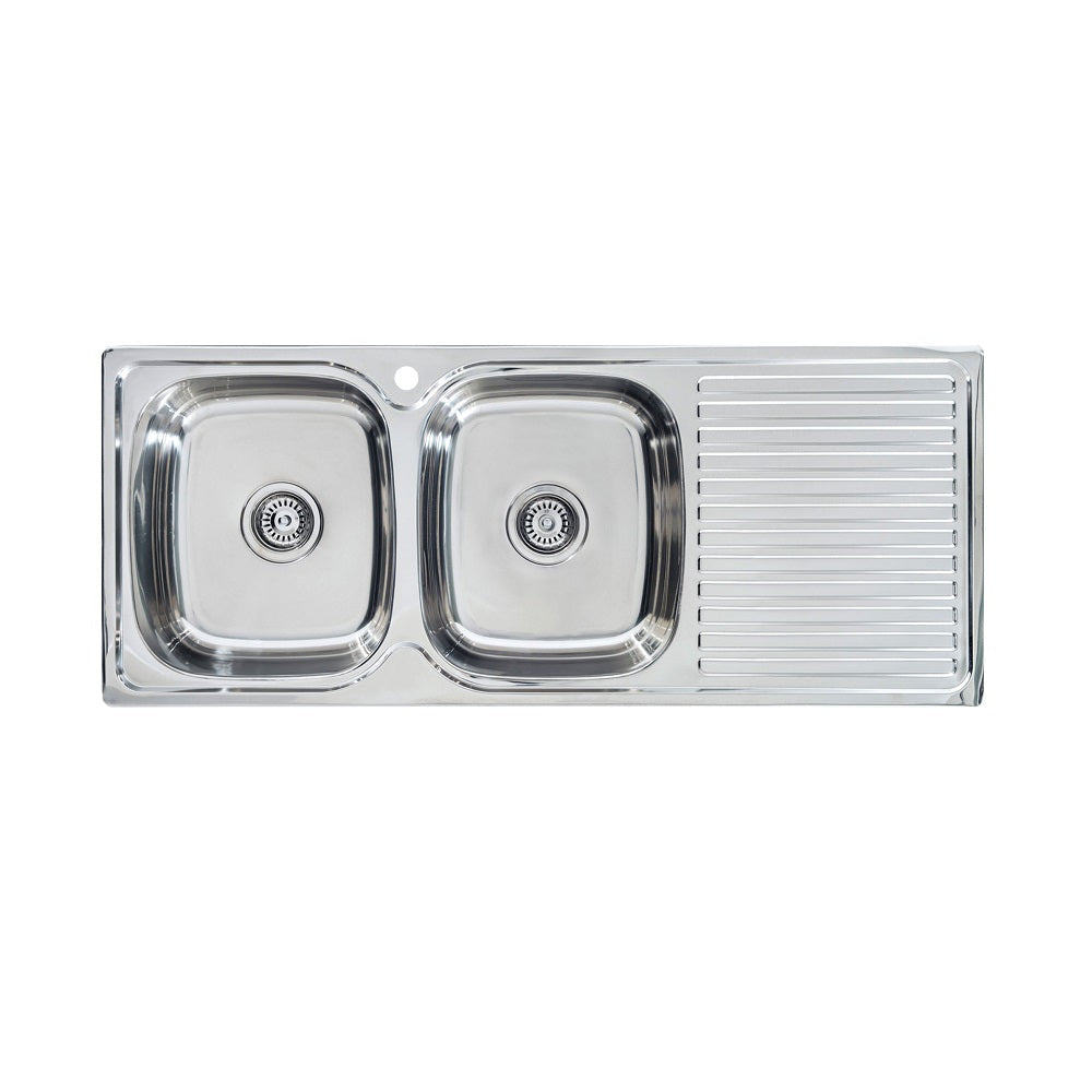 Seima 191623 Acero A1200 Double Bowl Sink Right Hand Drainer One Taphole Stainless Steel - Sinks