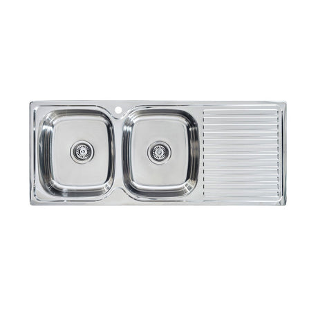Seima 191623 Acero A1200 Double Bowl Sink Right Hand Drainer One Taphole Stainless Steel - Sinks