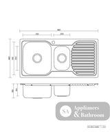 Seima 191631 Acero A980 1.5 Bowl Sink with Left Hand Drainer One Taphole - Sinks