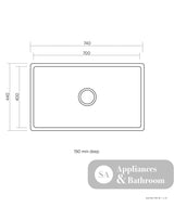 Seima 191876 Leto 700 Single Bowl Sink Stainless Steel - Sinks