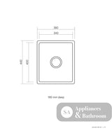 Seima 191921 Leto Sink 340 Single Bowl Abovemount/Undermount with Overflow Stainless Steel 380x440mm - Sinks