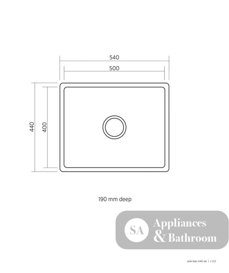 Seima 191922 Leto Sink 500 Single Bowl Abovemount/Undermount with Overflow Stainless Steel 540x440mm - Sinks