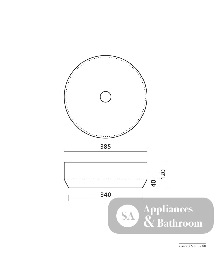 Seima 192032 Aurora 385 Above Counter Ceramic Basin Black Silk Matte Finish - Basins