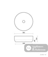 Seima 192034 Aurora 385 Above Counter Ceramic Basin White Gloss Finish - Basins