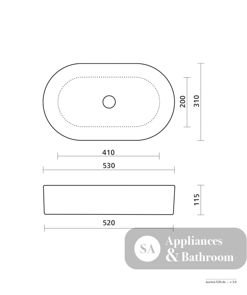 Seima 192068 Aurora 530 Above Counter Ceramic Basin Black Silk Matte - Basins