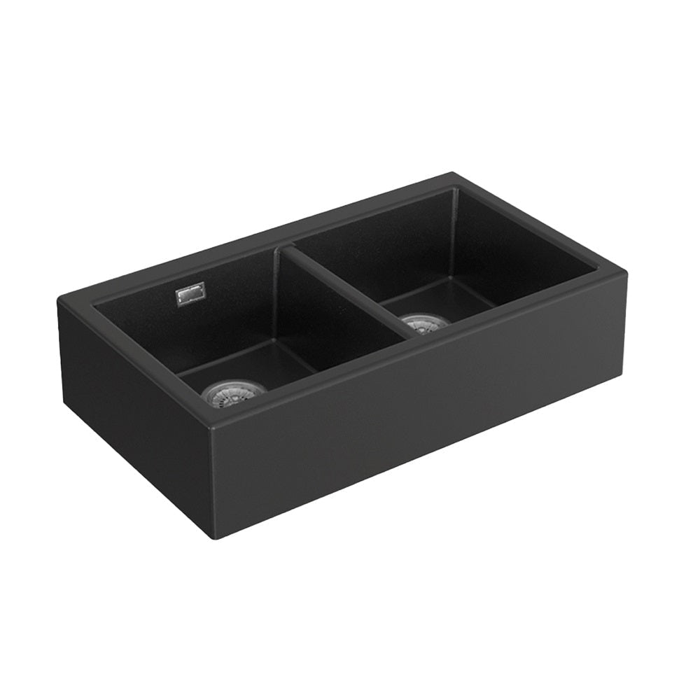 Seima 192184 902 Oros Double Bowl Butler Sink No Taphole Black 900x515mm - Butler Kitchen Sinks