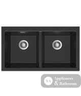 Seima 192184 902 Oros Double Bowl Butler Sink No Taphole Black 900x515mm - Butler Kitchen Sinks